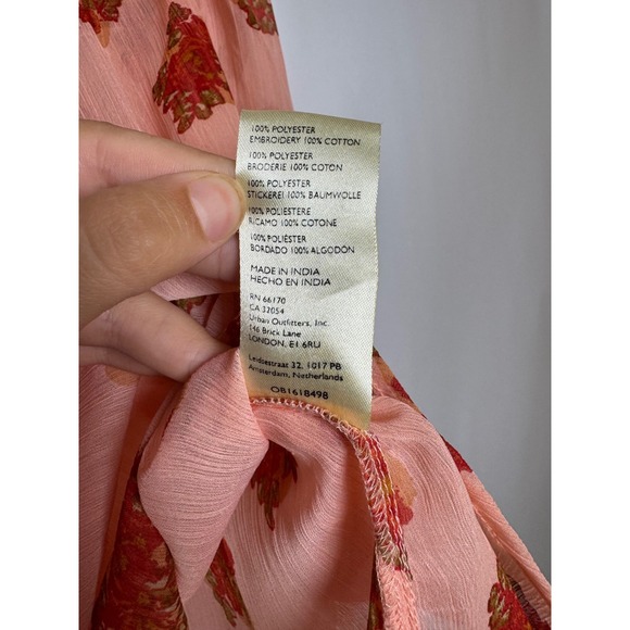 Free People Patricia Floral Embroidered Blouse Sheer Womens Small - Picture 9 of 10